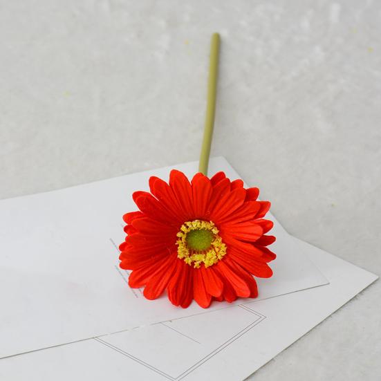 Artificial Gerbera Jamesonii with Stem Realistic Fake Silk Flower Home Office Table Centerpiece Faux Flower Branch Floral Arrangement Decoration