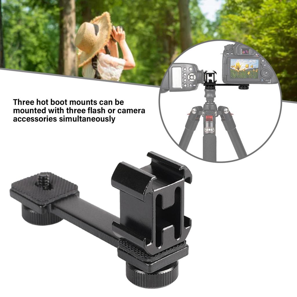 Three Head Hot Shoe Stand Sports Camera Mobile Phone Stabilizer Extension Rod Fill Light Microphone Live Streaming Stand