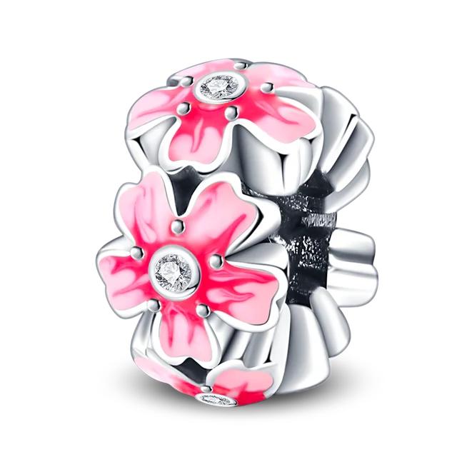 Розовый Шарм 100% Стерлингового Серебра 925 Пробы Сердце Любовь Милые Животные Коала Подвески Браслет DIY Изготовление Ювелирных Изделий