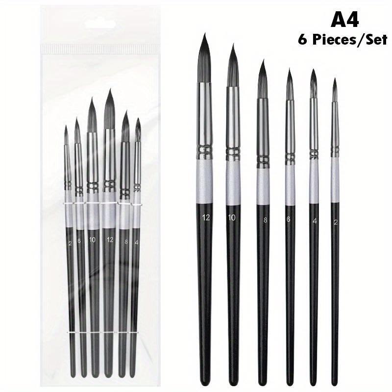 6pcs Nylon Hair Oil Painting Brush Set Watercolor Paint Brush Pen Set DIY Acrylic Oil Watercolor Artist Professional Painting Kit