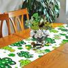 72 x 13 Inch St. Patrick's Day Table Runner Decorations, Linen Green Shamrock and Polka Dot Clover Pattern Table Runner for Irish Celebration, Home,