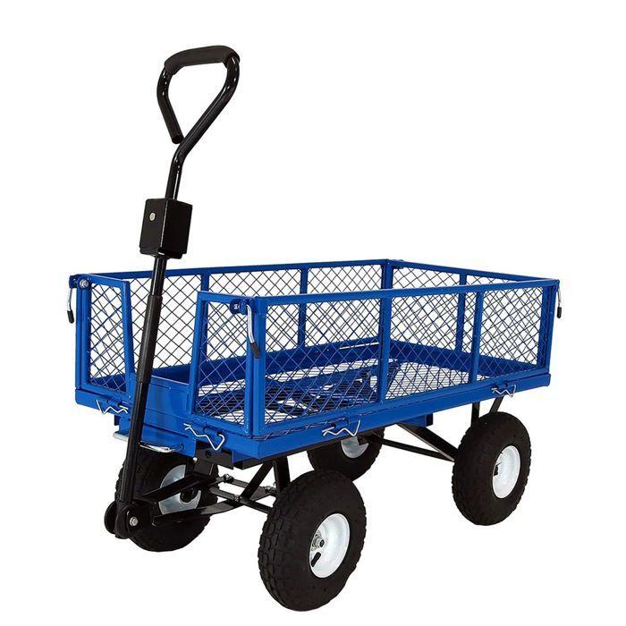 Chariot de jardin - Divit GW4 - Inclinable - Capacité 180 kg - Essieu avant directeur