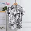 Мужская черно-белая расписанная вручную мужская рубашка с коротким рукавом, мужская рубашка, лето 2025, новинка