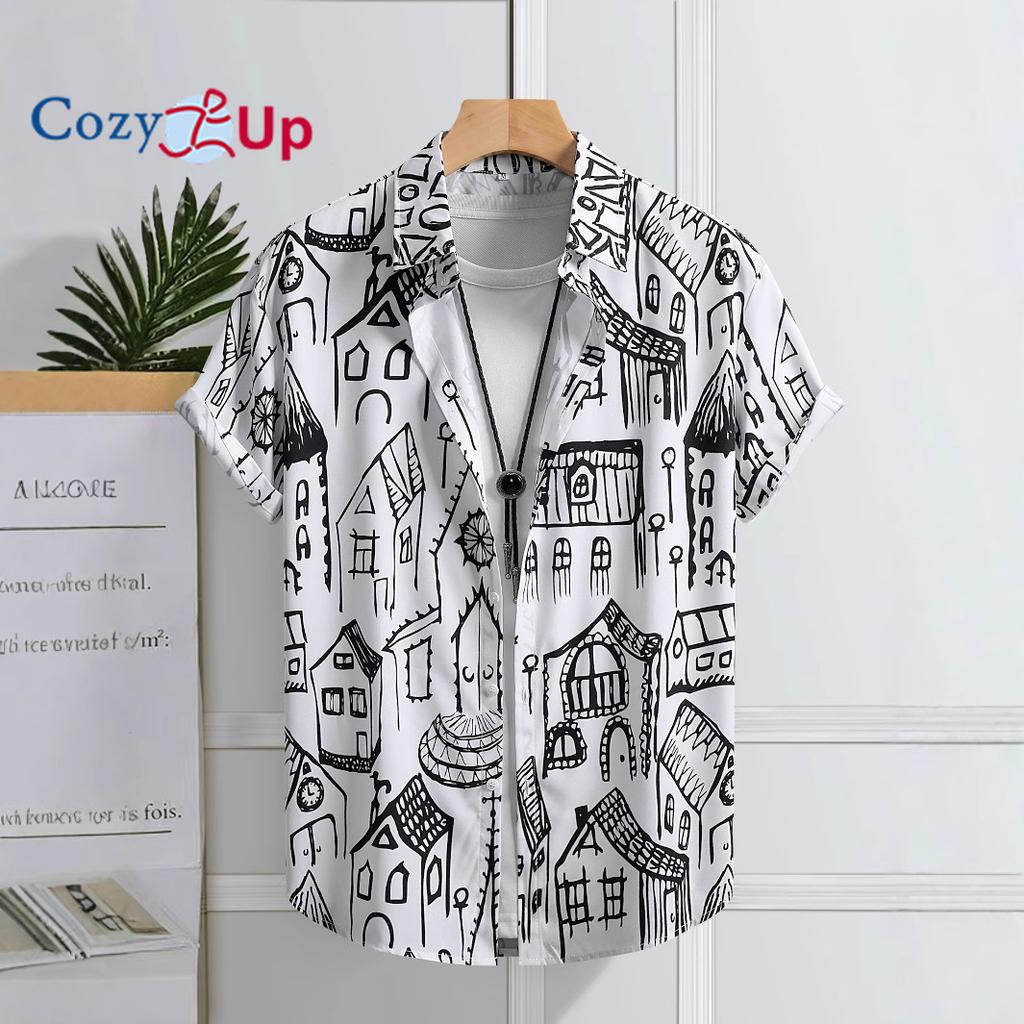 Мужская черно-белая расписанная вручную мужская рубашка с коротким рукавом, мужская рубашка, лето 2025, новинка