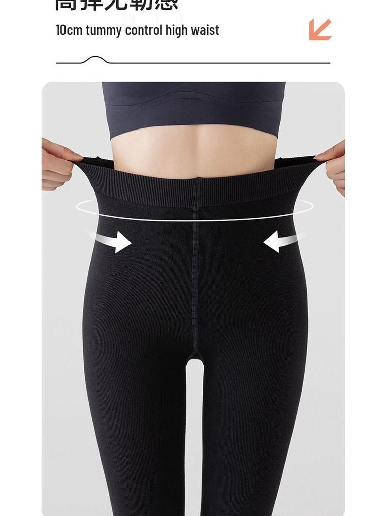 Женские флисовые утягивающие колготки - Вертикальная полоска, Микро-давление, Универсальный японский стиль, Леггинсы на осень/зиму