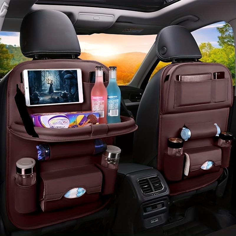 Premium All-in-One Car Back Seat Organizer Foldable Table, Kick Mats, Tissue Box, Cup & Umbrella Holders, Laptop Station, and Car Eating Tray