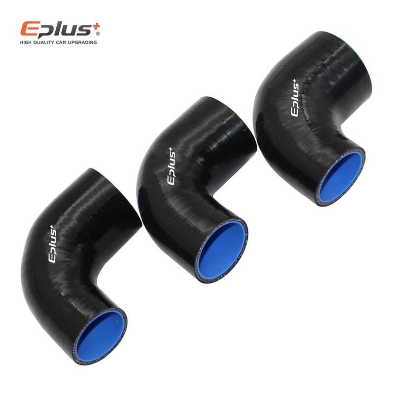EPLUS Universal Silicone Tubing Hose 90Degrees Big To Small Connector Reducer Car Intercooler Turbo Intake Pipe Silica Gel Black