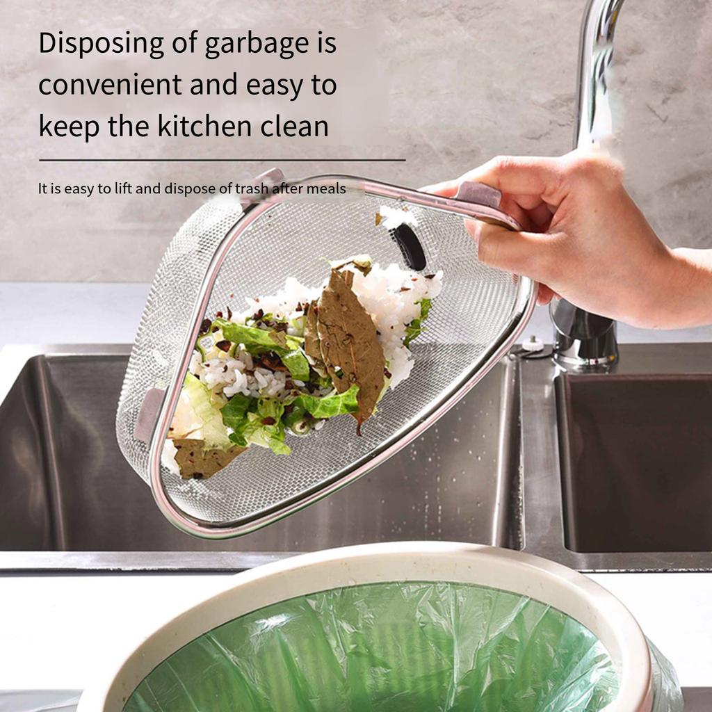 Кухонная корзина для слива из нержавеющей стали для овощей и остатков, экономящий место треугольный дуршлаг, фильтр для пищевых отходов