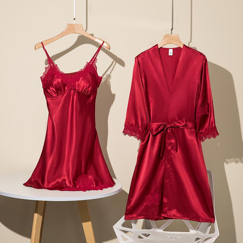 Элегантный шелковый пижамный комплект с принтом «Линкор» - Коллекция из 5 предметов для весны и лета