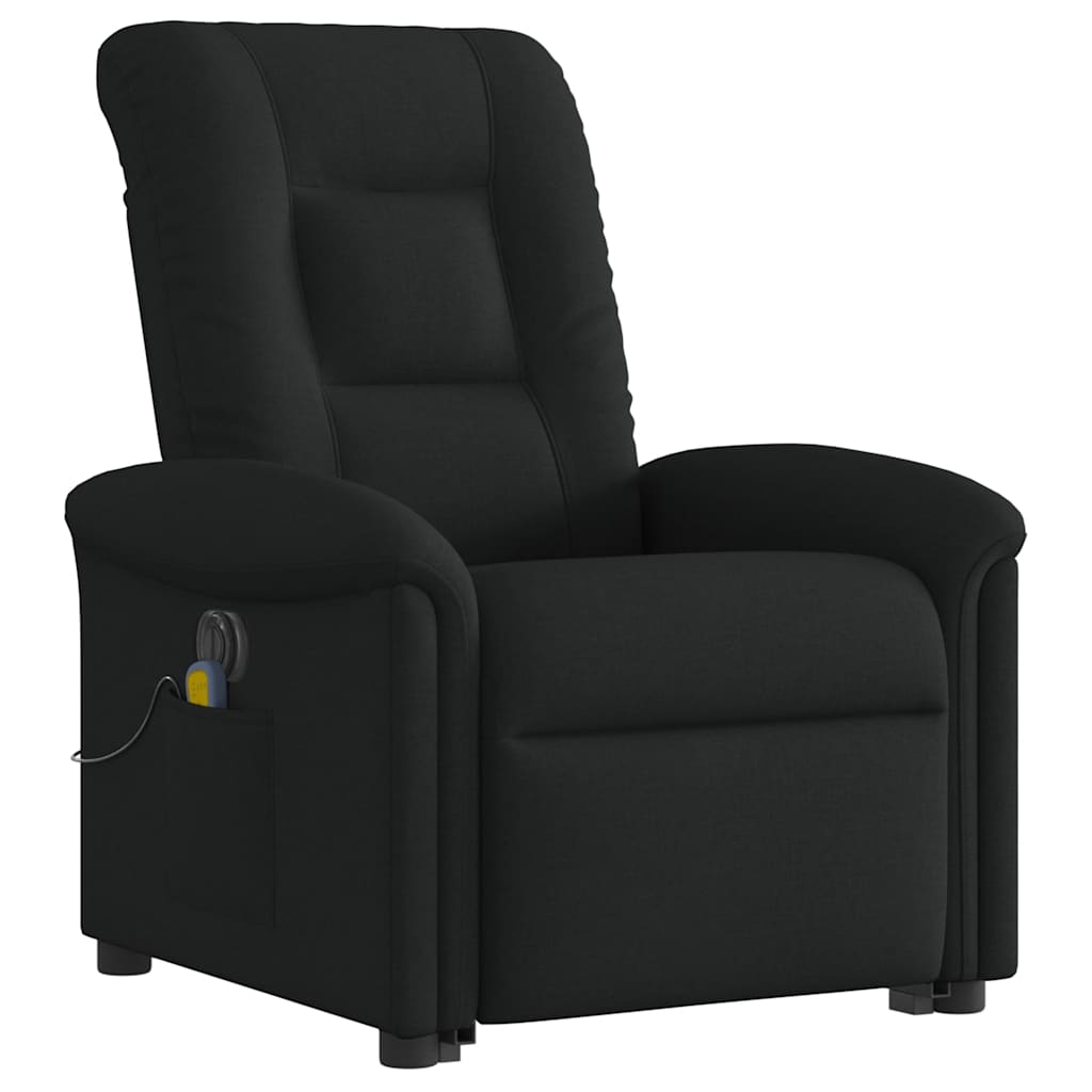 Electric Recliner Chair with Lift Function Black Fabric