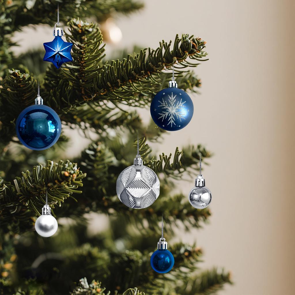 45-piece Christmas Tree Ornament Set, Navy Blue And Shatterproof Spheres And Stars, Suitable For Christmas Tree Decorations And Table Decorations.