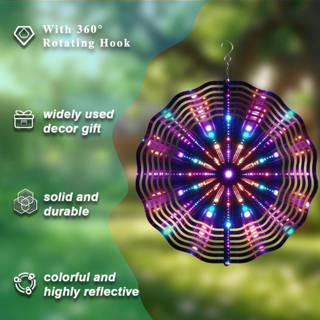 10 Inch Hanging Wind Chime with 360 Degree Hook Spinning Art Decor for Garden Courtyard Spring Summer Outdoor Decoration Classic Gift Idea