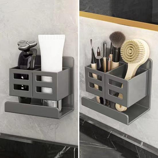 Полка для хранения в ванной комнате, настенная, без перфоратора, водонепроницаемый дренаж, большая несущая способность, расческа для зубных щеток, косметический фен, стойка-органайзер