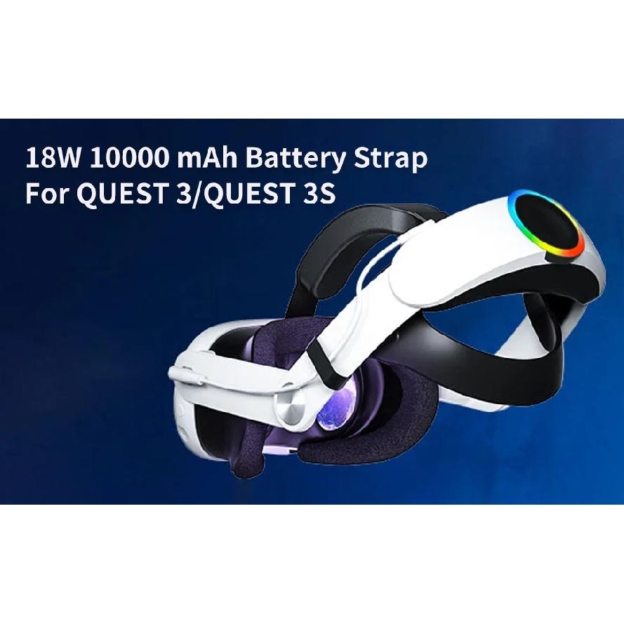 Ремешок на голову для Meta Quest 3/3S со встроенным аккумулятором 10000 мАч, сменный ремешок для VR, регулируемый, комфортный, с быстрой зарядкой