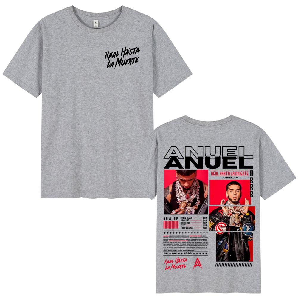 Rapper Anuel AA Real Hasta La Muerte Tour 2025 New Album T Shirts Unisexs Fashion Hip Hop TShirts 100 Cotton Short Sleeve TShirt