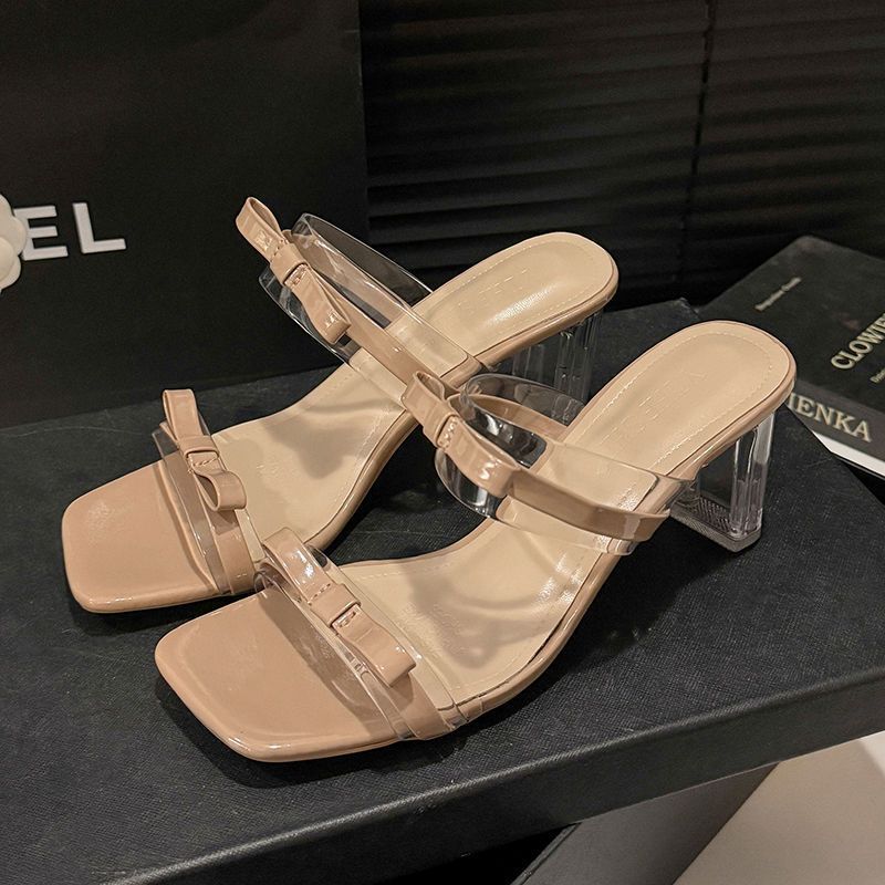 С юбкой квадратный корень крутые тапочки французский высококлассный бант тапочки на одно слово женские 2025 осень новая мода универсальные