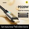 Baseus 20-ваттный плетеный кабель Type-C to Lightning с поддержкой PD и индикатором