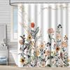 3D Digital Printed Waterproof Marble Plant Shower Curtain, Mildew-Resistant, No-Punch Partition for Bathroom.