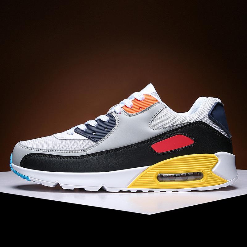 Пара кроссовок на воздушной подушке для мужчин и женщин, легкие повседневные туфли большого размера, подходящие по цвету трендовые сетчатые дышащие кроссовки для бега