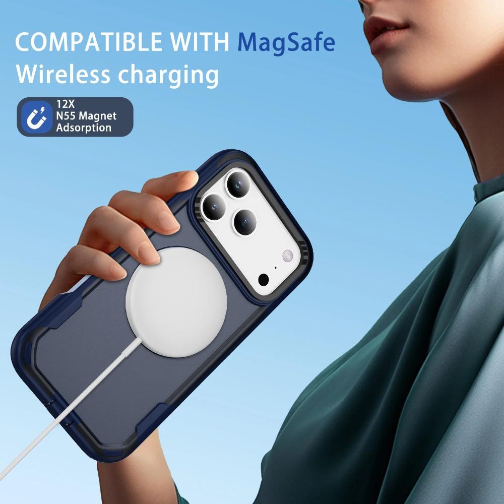 3-в-1 противоударный бронированный чехол для телефона для iPhone 17 Air 16/E 15 14 13 12 11 Pro Max Plus 360° металлический магнитный держатель полупрозрачная крышка