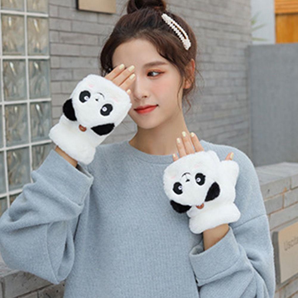 Protection Gloves Women Flip Gloves Autumn Winter Gloves Cartoon Panda Gloves Apparel Accessories