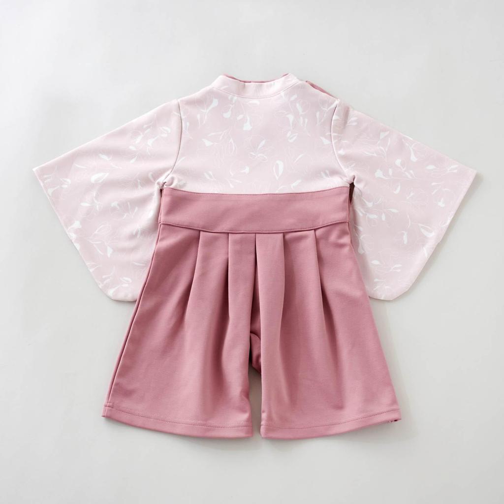 Hakama Romper Baby Kimono [EMOKA] (80cm, Pink/Poppy)
