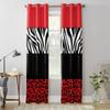 Красная зебра с леопардовым принтом, оконные шторы, домашний декор, оконные шторы для спальни, занавески для гостиной