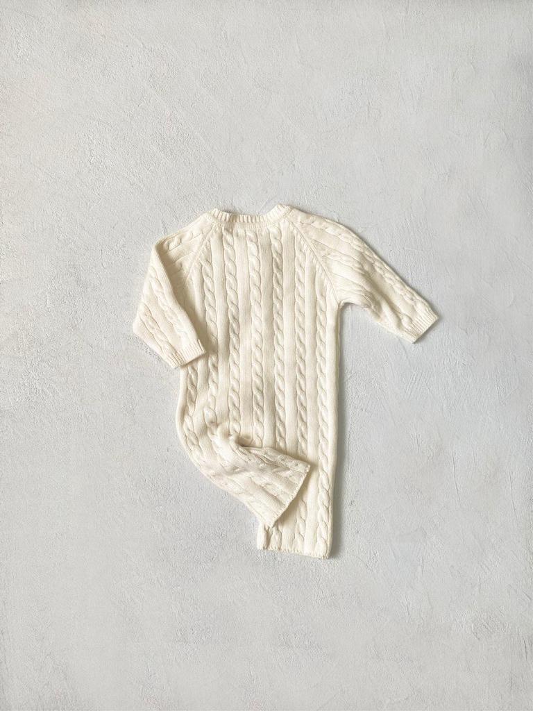 Unisex Baby Winter Cotton Knitted Sweater Jumpsuit: Long, Twisted Wool Design