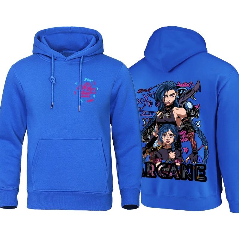 Arcane Hoodie Men Anime Jinx Hoodies Autumn Высококачественная флисовая толстовка Street Hoody Гибкая мужская одежда Oversize Толстовки и свитшоты мужские
