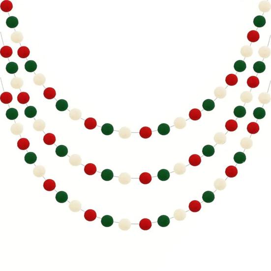 Christmas Ornament 20 Ball Cute Pastel Pompom Strings Colorful Pom Pom Garland for Holiday Parties Home Decoration