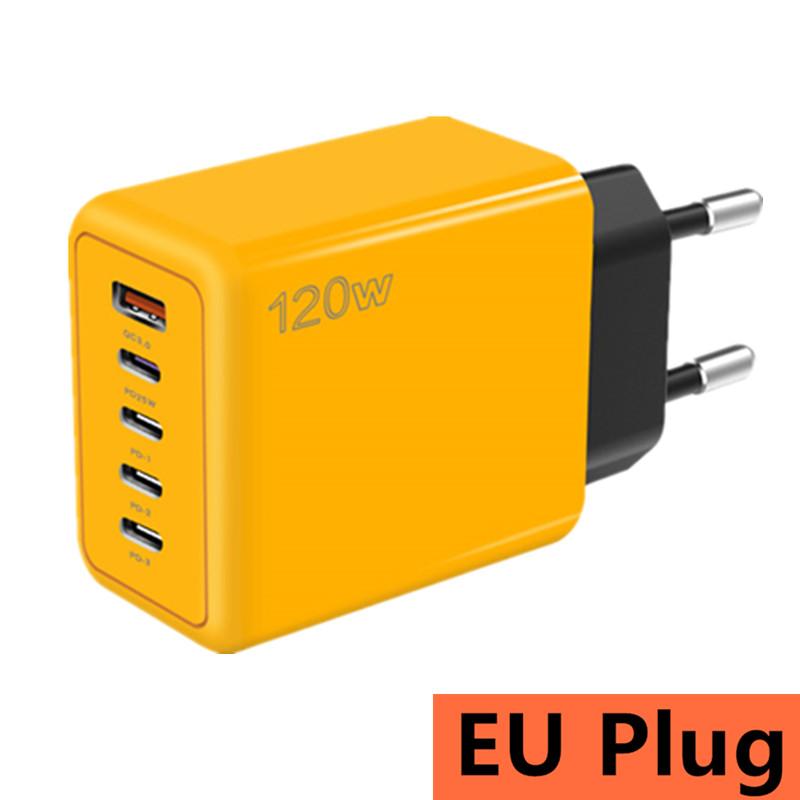 120 Вт 5-портовое USB-зарядное устройство для быстрой зарядки с вилкой EU US UK, настенное зарядное устройство PD для быстрой зарядки iPhone Samsung Xiaomi, зарядный адаптер