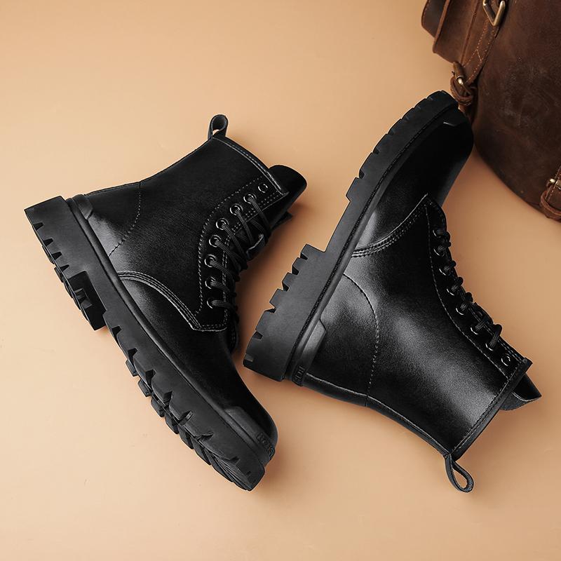 Мужские ботинки из натуральной кожи, черные, с боковой молнией, мужские ботинки для мотокросса, высокие ботинки для улицы в стиле панк, уличные ботильоны, повседневная обувь