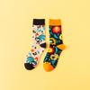 New AB Feet Flower and Bird Pattern Mid-tube Casual Socks Men's Trendy Socks Plus Size Socks