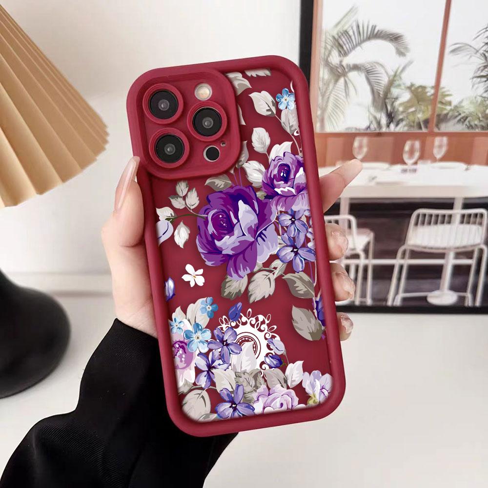 Красивый Чехол для Телефона с Фиолетовыми Цветами Для iPhone Apple 17 AIR 16 16E 11 12 13 14 15 XR Plus Pro Max Чехол Сделай Сам TPU Ударопрочный Чехол