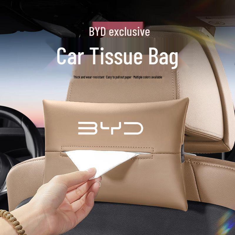 BYD Car Interior Tissue Box - High-Grade Hanging Armrest Pull-Out Design