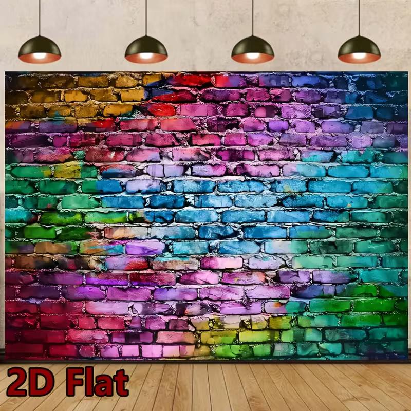 2D Colorful Graffiti Brick Backdrop Photography Background Banner