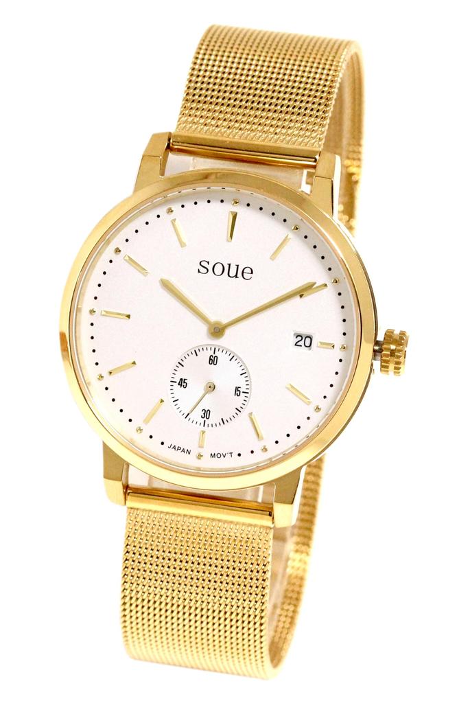 SOUE Pair Watch Classics Pair Watch Pair Couple 38mm Size Stainless Steel Belt Mesh Band Gold Ivory Dial [SOUE] Women's Men's