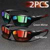 2PCS Unisex Classic Colorful Stripe Design Eyewear Camping Beach Travel Vacation Sports Leisure Driving Fishing Sunglasses 7