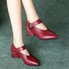 Модная FHC Осенняя Обувь из Мягкой Кожи Женская, Мамины Каблуки Средней Высоты, Женские Туфли-Лодочки, Удобные, Заостренный Носок, Женская Обувь, Черный, Красный, Дропшиппинг