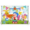 Plim Plim cartoon Christmas background, window and fireplace photography background for photo studio