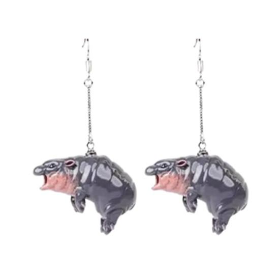 1 пара сережек-гвоздиков в виде бегемота, реалистичные 3D-фигурки животных, серьги-крючки, индивидуальные висячие серьги в преувеличенном стиле, украшения для ушей