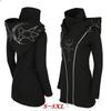 Женская модная длинная толстовка с капюшоном, черная готическая куртка с двойной молнией и пальто с принтом, толстовка с капюшоном в стиле панк