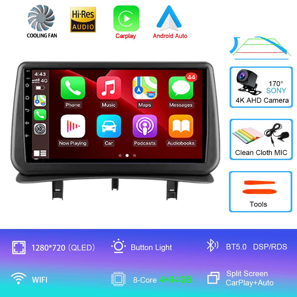 Видеоплеер Android14 Carplay для Renault Clio 3 Clio3 2005 2006 2007 2008 2009 - 2014 Мультимедийное автомобильное радио WIFI+4G DSP Stereo