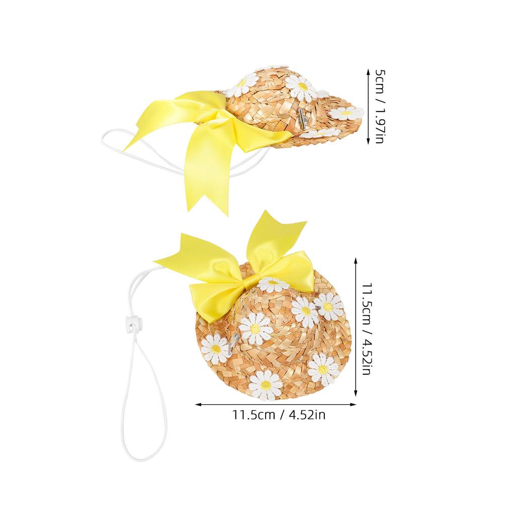 Sun For Pet Floral Cats Summer Straw Floral Decor Dog Hat Woven Pet Hat Outdoor Party Decoration