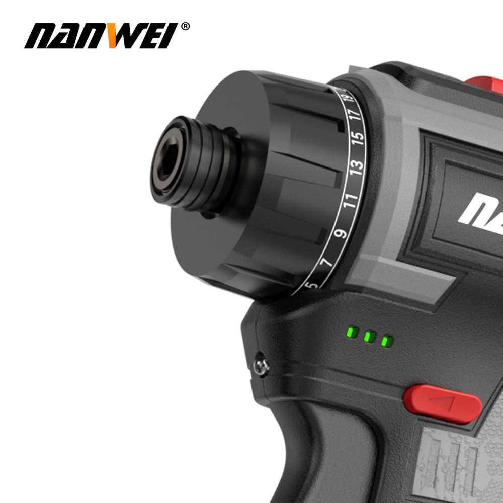 NANWEI 16.8V Lithium-ion Cordless Electric Drill Handheld Universal Electric Brushless Dual-Speed Screwdriver, Multi-functional Cordless Screwdriver