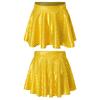 Girls Skirt Elastic Waistband Ruffled Shiny Plaid Sequins Clubwear Mini Skirts for Cheerleading Music Festival Rave Costume