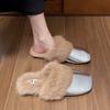 Fur Mules Shoes Women Slippers Warm Home Flats Cotton Shoes Winter 2024 Trend Fashion Flip Flops Brand Casual Plush Zapatos Lady