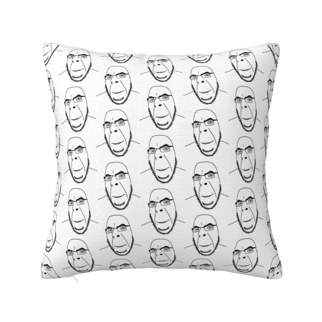 Smug Soyjak Meme Pillowcase Polyester Cushion Cover Decor Smiling Wojak Pillow Case Cover Living Room 40X40Cm