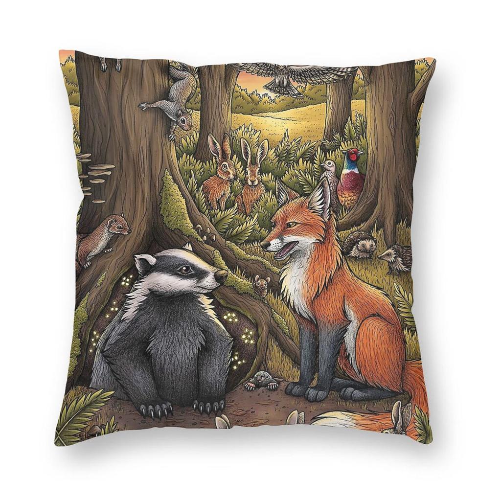 Animals Of Farthing Wood Square Pillowcase Polyester Linen Velvet Creative Zip Decor Throw Pillow Case Home Cushion Cover x