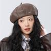 Восьмиугольная кепка женская осенне-зимняя берет ретро однотонная кожаная кепка газетчик